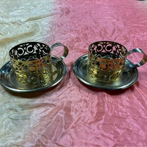 Brass candlestick teacup set